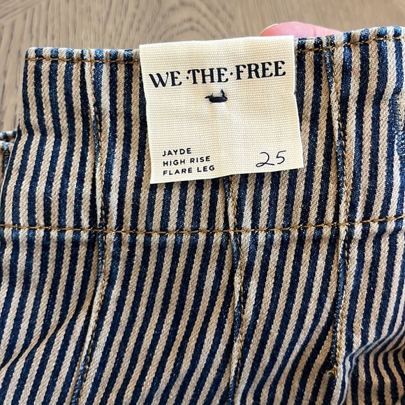 Free People Jayde Railroad Flare Jeans Train Car Stripe High Rise Size 25 New - Picture 7 of 10